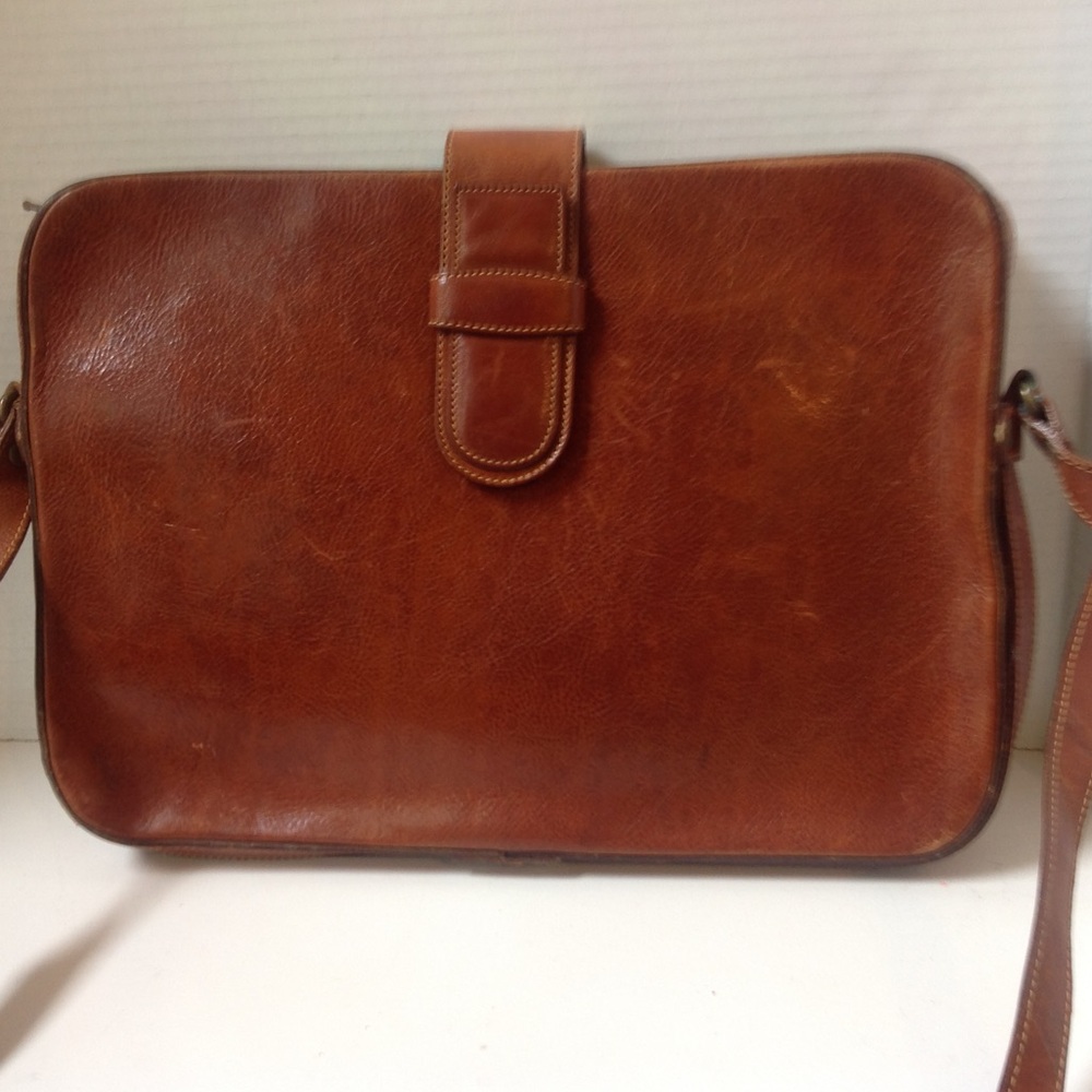 Vintage Furla Brown Leather Briefcase Computer Bag